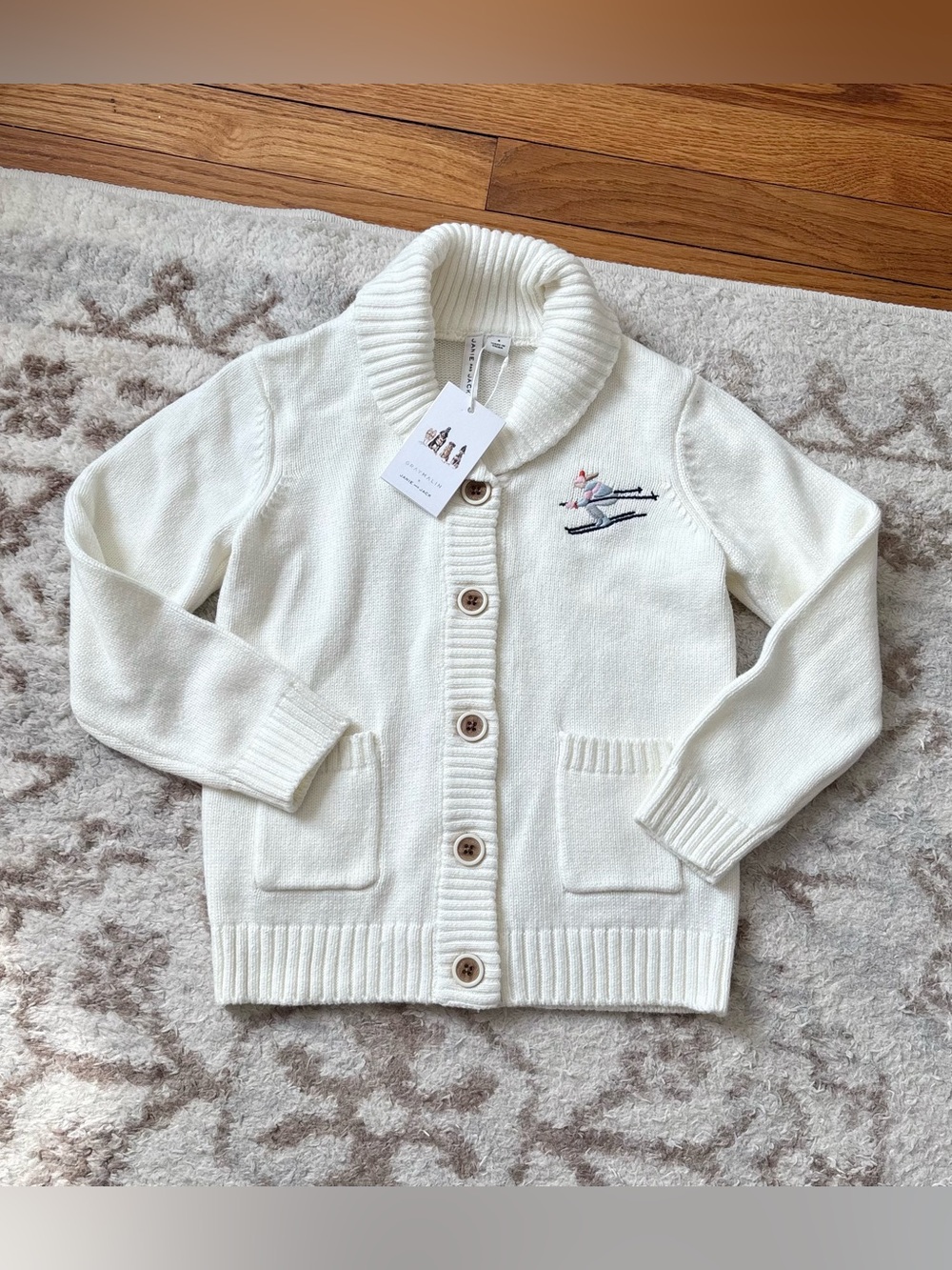 Gray Malin X Janie And Jack NWT Ski Cardigan Sweater Buttons White